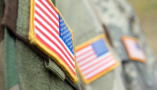 American flag patch on armed services uniform