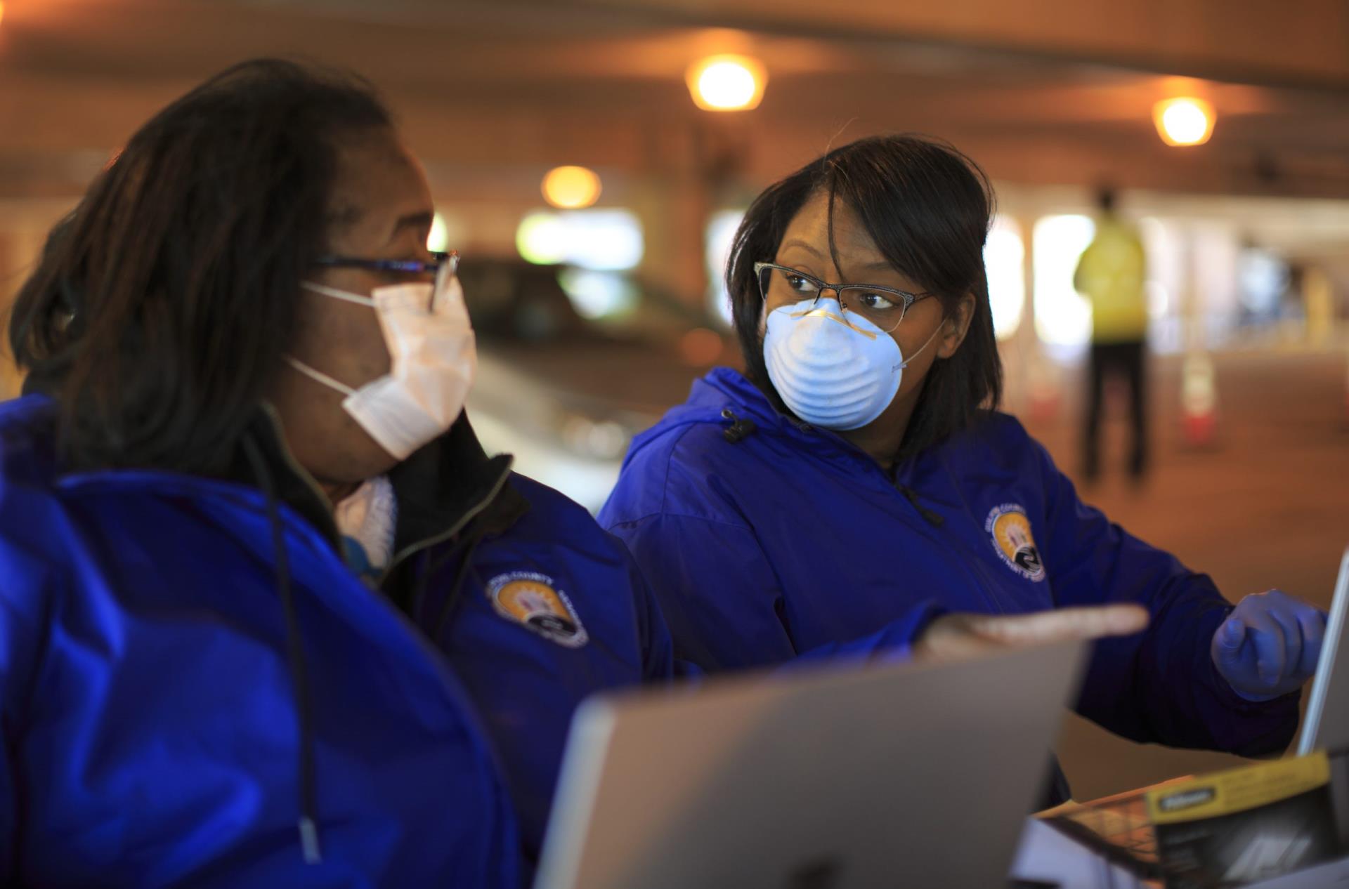 masked Public Health workers