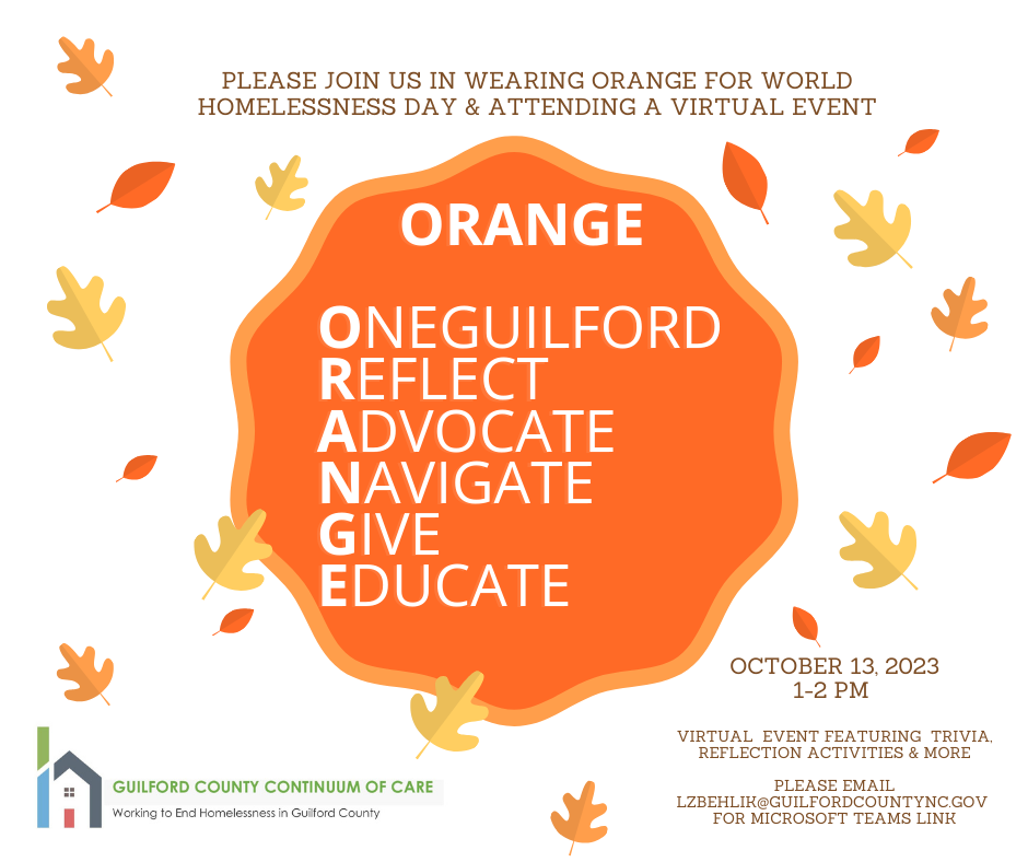 Orange World Homelessness Day graphic 10.13.23