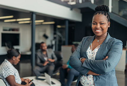 minority business woman in office environment