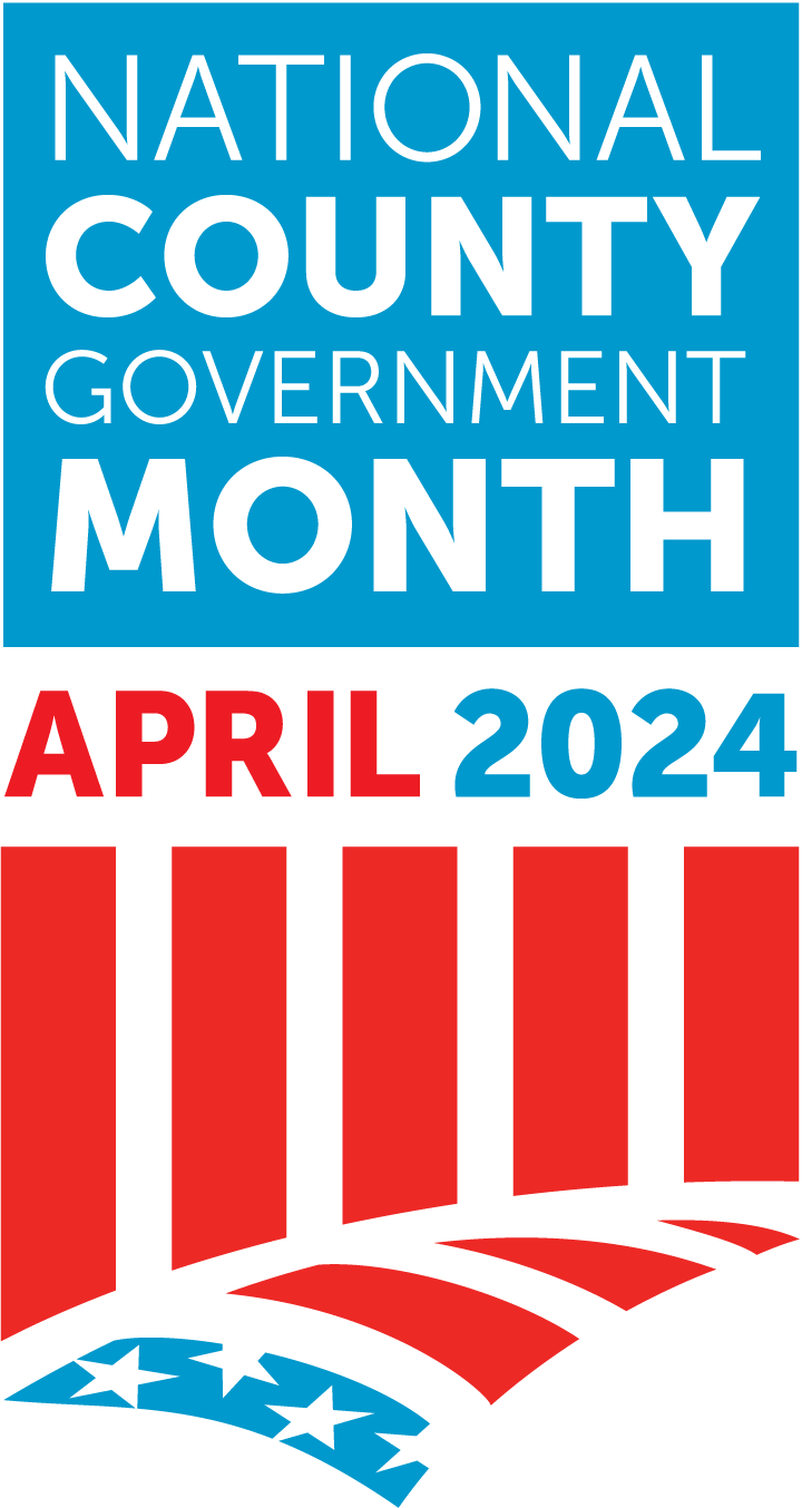 National County Government Month April 2024 - Red, White, and Blue logo