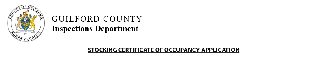 Inspections Department Stocking Certificate of Occupancy Application