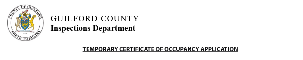 Inspections Department Temporary Certificate of Occupancy