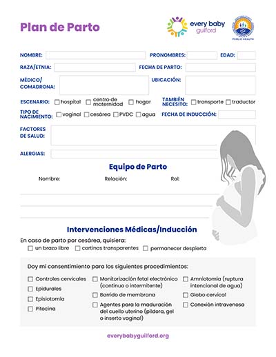 birth plan Front - Spanish