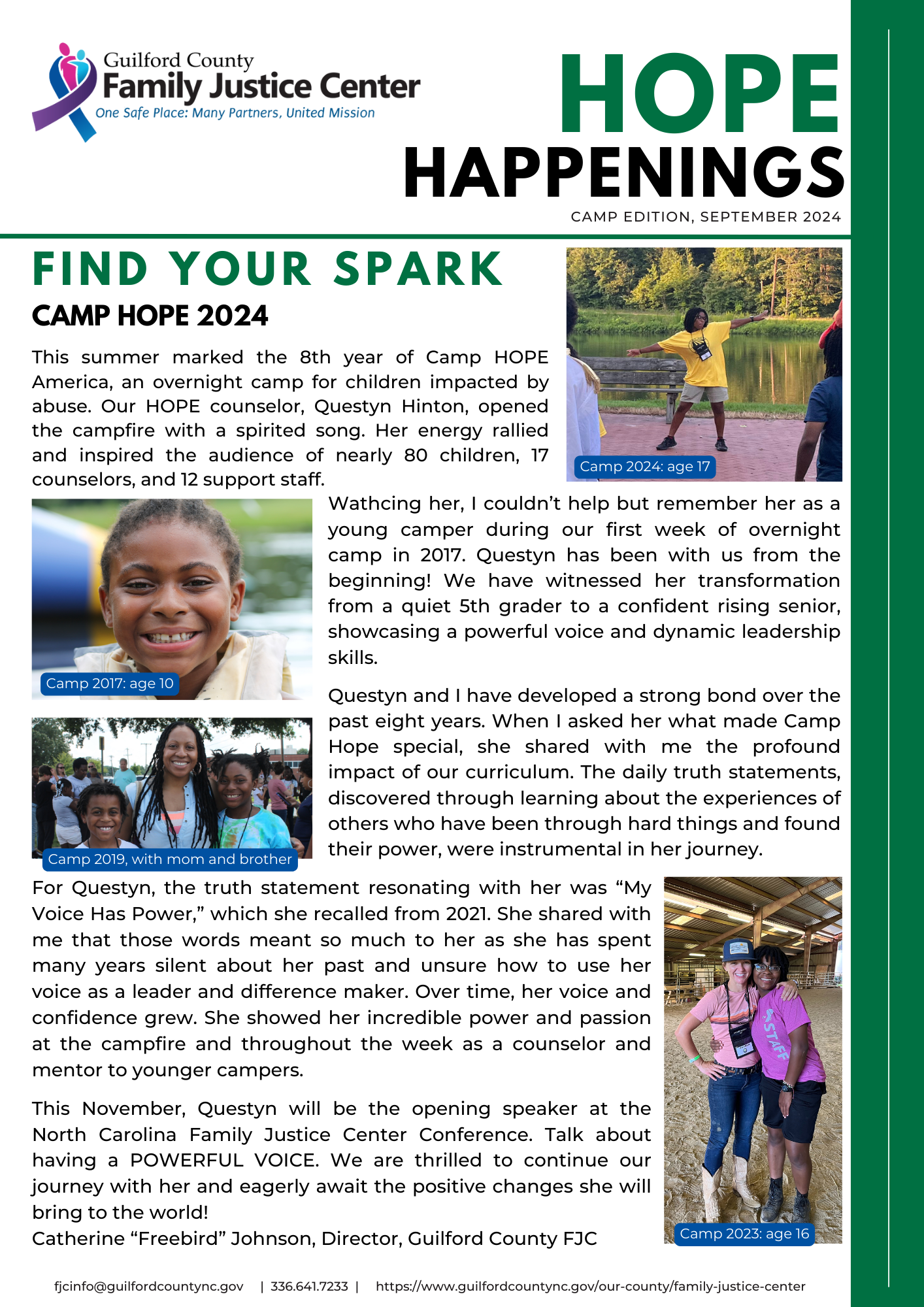 Sept. 2024 Hope Happenings Camp Edition Newsletter 