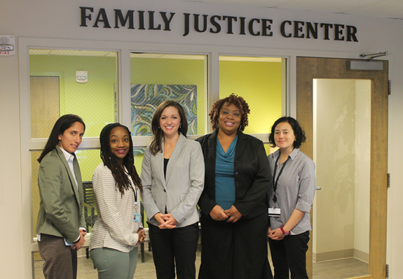 Group of smiling women in front of FJC