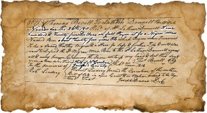 Deed of sale written on aged paper (small)